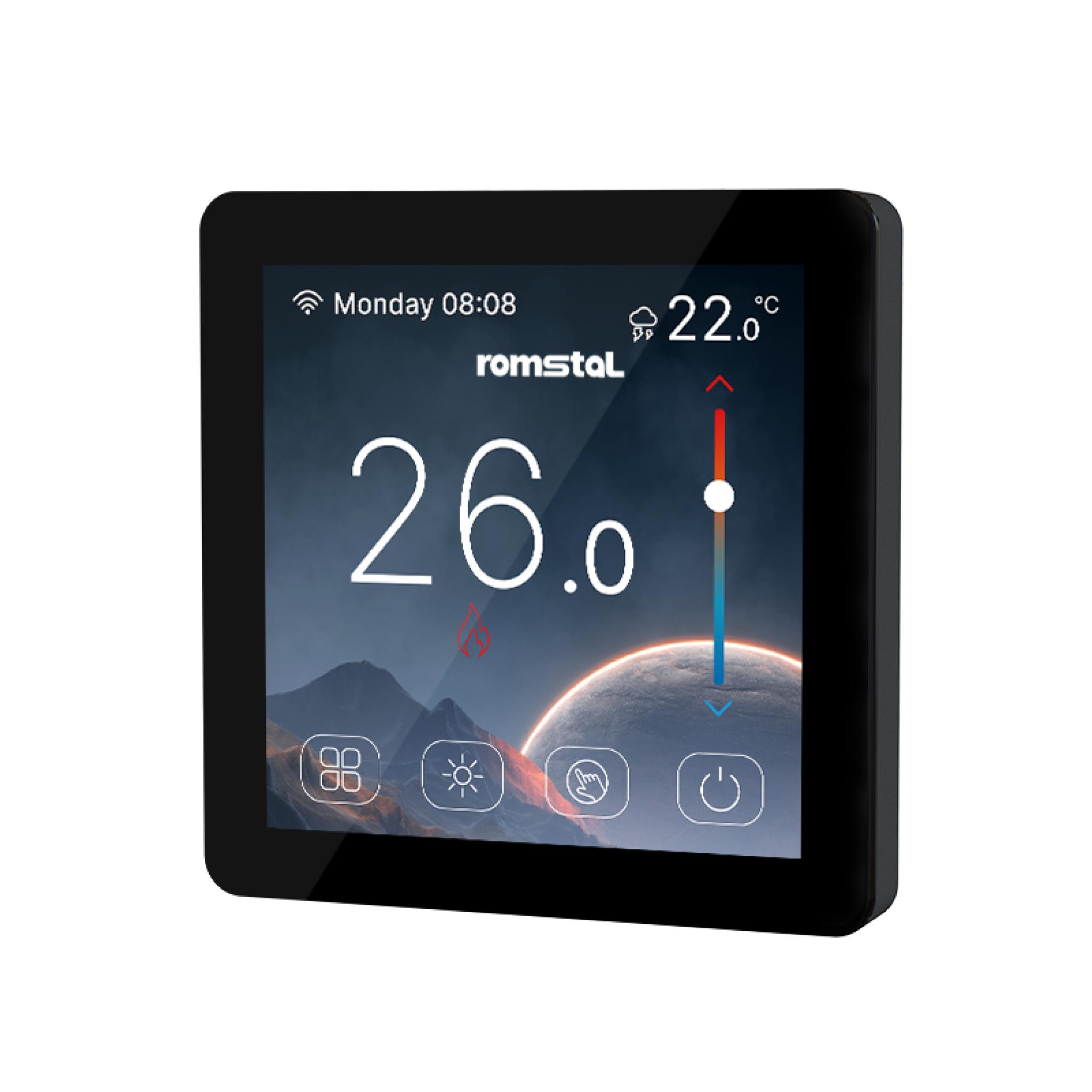 TERMOSTAT PROGRAMABIL ECOHEAT 500 HT-CS08, NEGRU, DISPLAY COLOR, MONTAJ IN DOZA